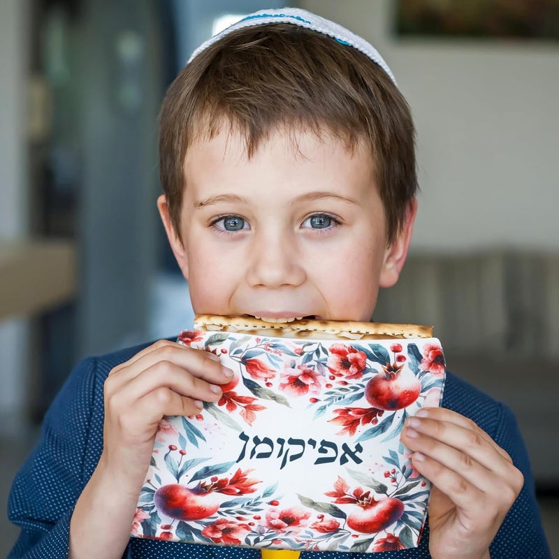 Mindsoft 2 Pcs Passover Afikoman Bags set Passover Seder Afikomen Holder Rustic Matzah Afikoman Cover Bags with 3 Layers Compartment for Pesach Jewish Holiday Party Decor Gifts(Pomegranate) - Image 5